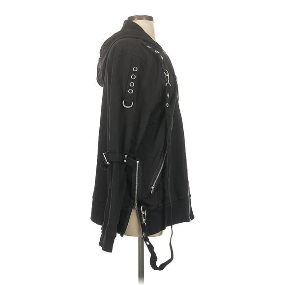 NWT Tripp NYC Hoodie Goth Rave Punk Grommet Hardware Straps Bondage Clash Black - Picture 2 of 7